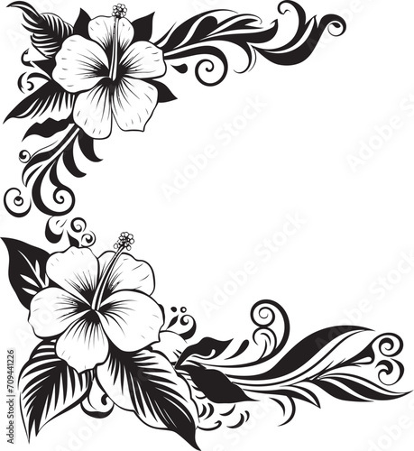 Eternal Elegance Elegant Emblem Featuring Decorative Floral Design Floral Radiance Sleek Black Icon with Decorative Corners