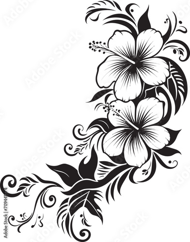 Blossom Elegance Elegant Black Logo Design with Decorative Corners Botanic Bliss Monochrome Emblem Featuring Decorative Floral Corners