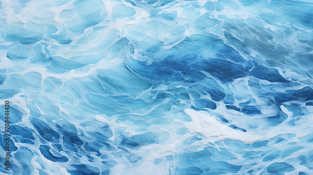 Fototapeta premium blue sea texture with waves and foam
