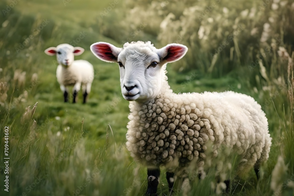 Fototapeta premium sheep and lambs