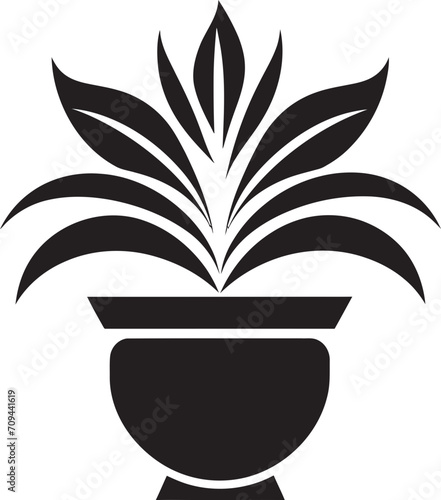 Potted Panache Stylish Plant Pot Logo Design in Monochrome Elegant Essence Sleek Black Icon with Decorative Plant Pot