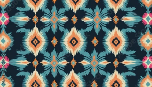 Tribal Embroidery Stitch Ikat Repeat Pattern Illustration
