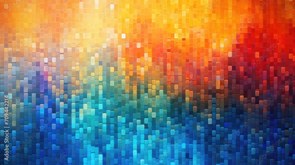 A digital art piece made of layered data patterns, resembling a colorful mosaic.