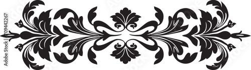 Old World Ornament Monochrome European Border Icon in Elegant Black Baroque Brilliance Black Logo with Vintage European Border Design
