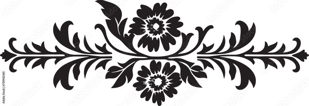 Heritage Hues Chic Emblem with Black European Border Design Royal Radiance Vintage European Border Icon in Sleek Black