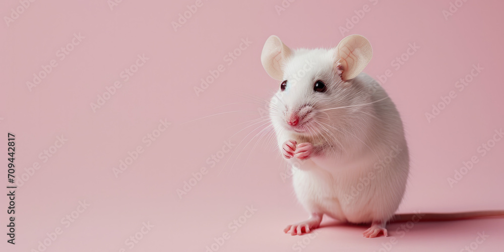 white mouse standing on background, generative AI white mouse standing on background, generative AI