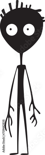 Sketchbook Swagger Sleek Black Icon with Doodle Stickman Doodle Dynamics Monochrome Logo Design with Stickman Whimsy