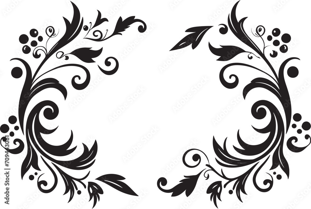 Artistic Adornments Elegant Emblem with Monochrome Doodle Decorations Doodle Delight Stylish Black Logo Design Highlighting Decorative Elements