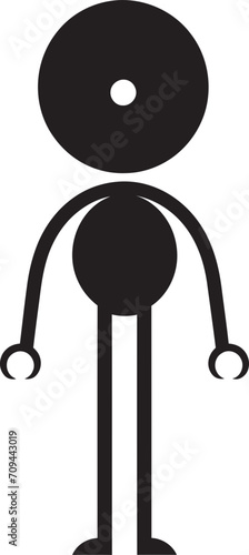 Sketchbook Swagger Playful Vector Emblem with Black Stickman Doodle Dynamics Monochrome Logo Design with Stickman Whimsy