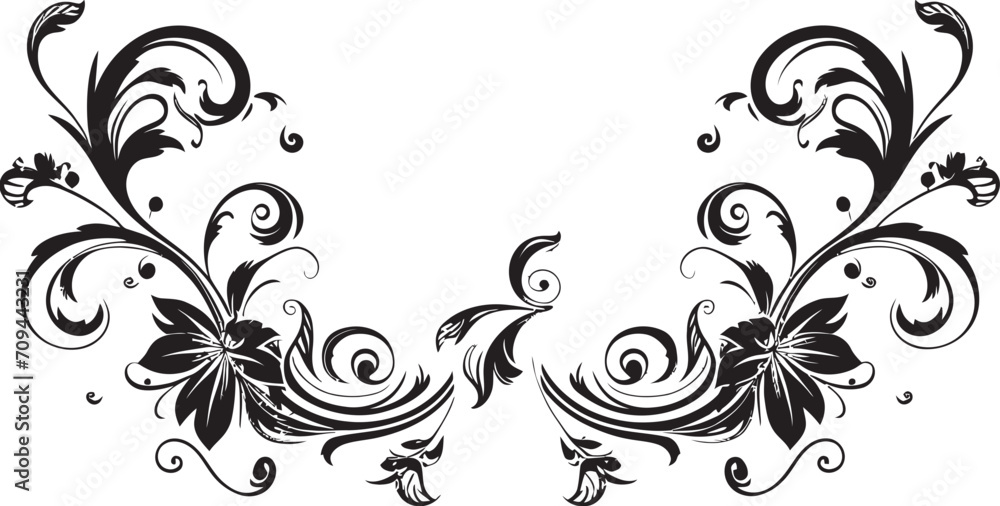 Intricate Inks Stylish Vector Icon with Monochrome Doodle Decorations Curves and Charms Black Doodle Decorative Element in Chic Design