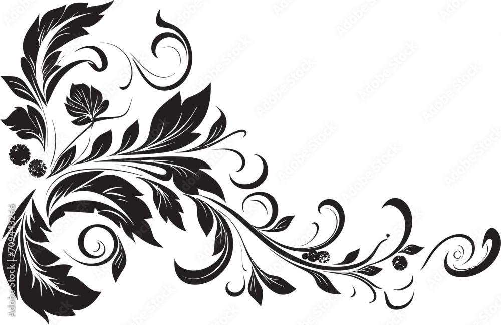 Intricate Inks Chic Vector Logo Featuring Doodle Decorative Element Curves and Charms Sleek Black Emblem with Decorative Doodle Elements