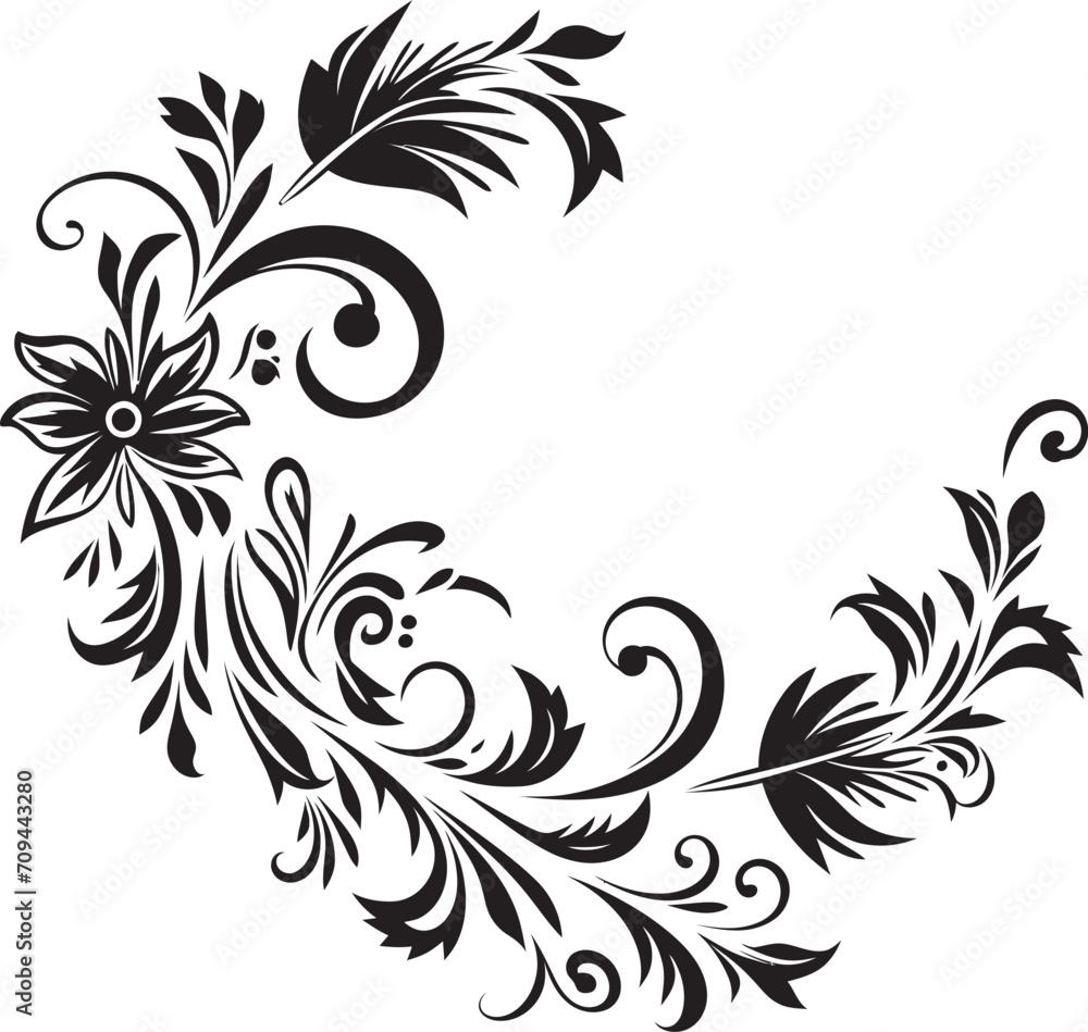 Whimsy in Waves Elegant Logo Design with Decorative Doodle Element Elegance Embellished Sleek Black Emblem Highlighting Decorative Doodles