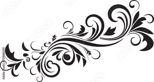 Fanciful Flourishes Elegant Decorative Doodle Icon with Black Touch Sophisticated Swirls Monochrome Emblem with Doodle Decorative Elements