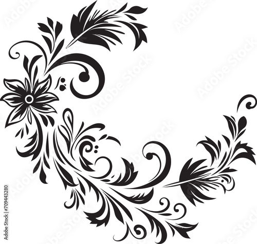 Whimsy in Waves Elegant Logo Design with Decorative Doodle Element Elegance Embellished Sleek Black Emblem Highlighting Decorative Doodles