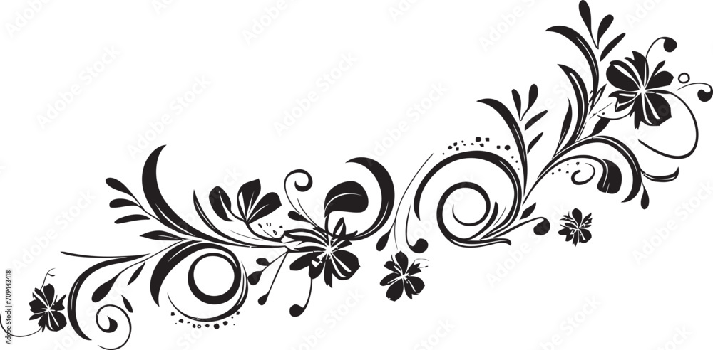 Ornate Outlines Sleek Logo Design Highlighting Doodle Decorative Element Whirlwind of Whimsy Monochrome Decorative Element in Sleek Black