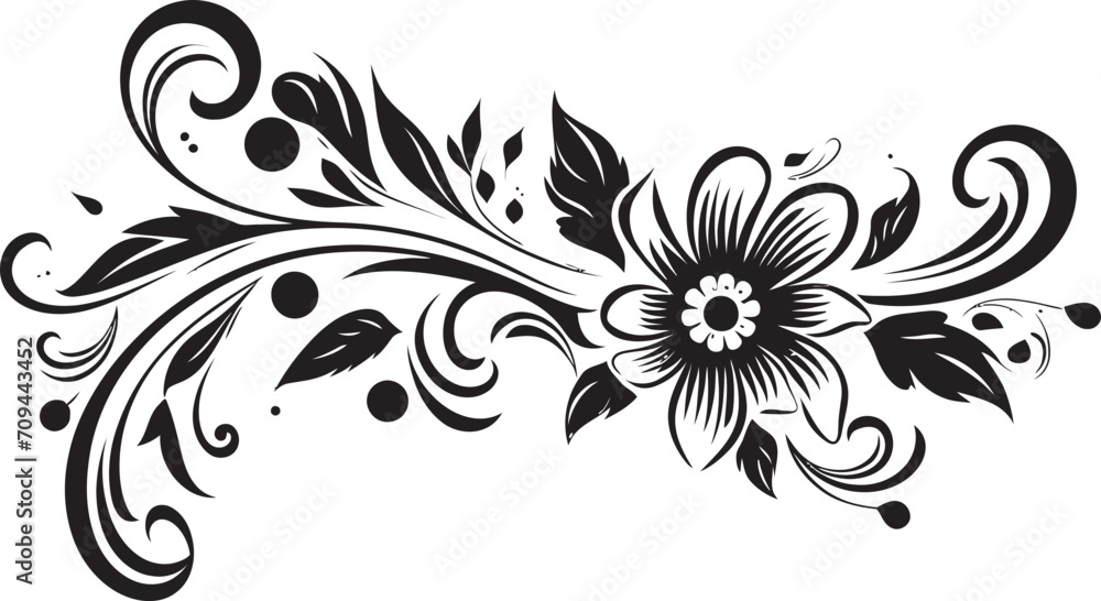 Sophisticated Swirls Sleek Vector Emblem Featuring Decorative Doodles Ornate Outlines Chic Black Emblem with Doodle Decorative Element