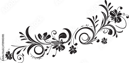 Ornate Outlines Sleek Logo Design Highlighting Doodle Decorative Element Whirlwind of Whimsy Monochrome Decorative Element in Sleek Black