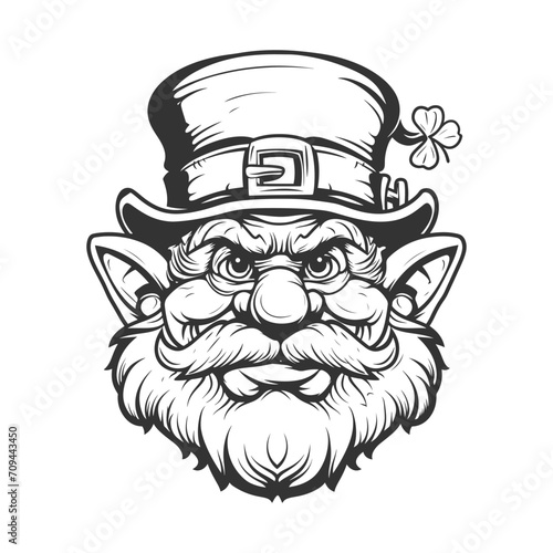Leprechaun Illustration Clip Art Design Shape. Gnome Silhouette Icon Vector.