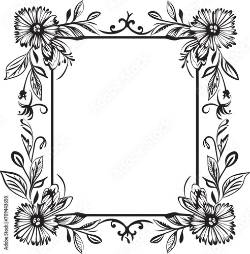 Symphonic Swirls Black Doodle Frame Vector Icon Celestial Charm Decorative Frame Logo in 90 Words