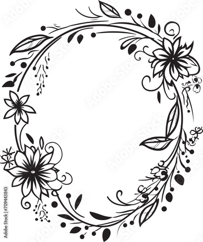Posh Patterns Doodle Decor Symbol in 90 Words Symphonic Swirls 90 Words Doodle Frame Logo in Black