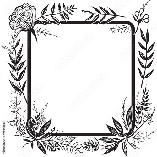 Artistry Unveiled Black Vector Frame with Doodle Detail Serene Scrolls Doodle Decor Logo in 90 Words