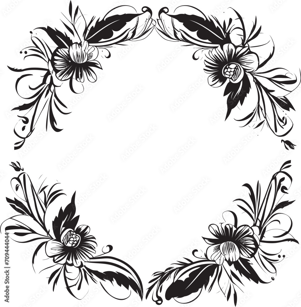 Symphonic Scrolls Harmonizing Elegance with Whimsy in Doodle Decorative Frame Vector Black Logo Symbol Infinite Impressions Crafting Timeless Beauty with Doodle Decorative Frame Vector Black Logo Des