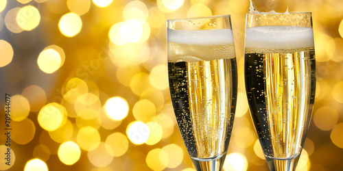 新年やクリスマスを祝うシャンパン
