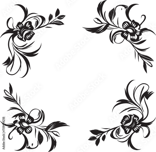 Noir Nostalgia A Touch of Classic Elegance in Doodle Decorative Frame Vector Black Logo Design Symphonic Swirls Harmonizing Elegance and Playfulness in Doodle Decorative Frame Vector Black Logo Symbo