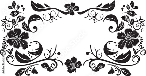 Ornate Outlines Sleek Logo Design Highlighting Doodle Decorative Frame Element Whirlwind of Whimsy Monochrome Decorative Frame Element in Sleek Black