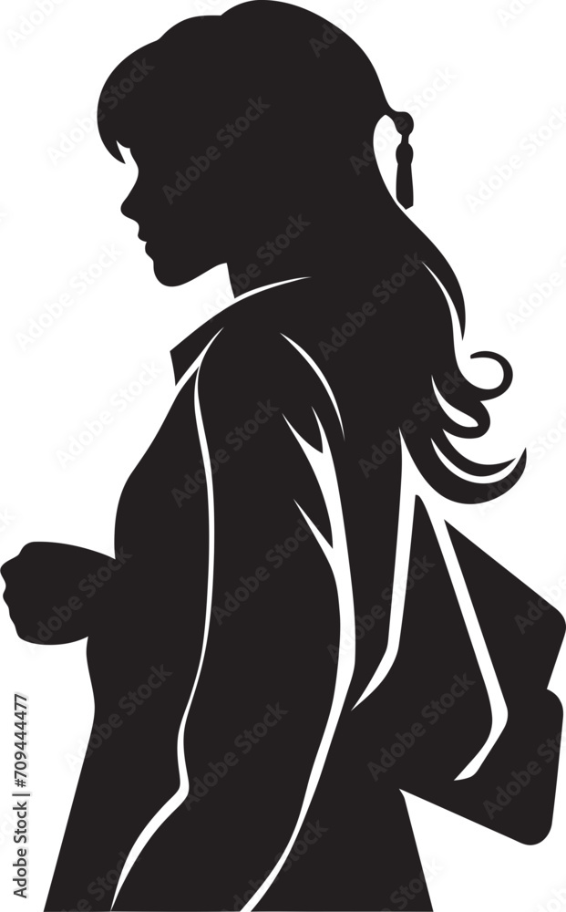 FutureFemmes Black Vector Icon Embodying Ambitious Female Students Educational Elegance Black Logo Design Representing Female Students