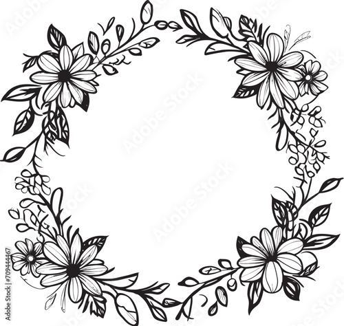 Curves and Charms Monochrome Doodle Decorative Frame Element in Stylish Design Artistic Adornments Stylish Vector Design with Decorative Doodle Elements Frame