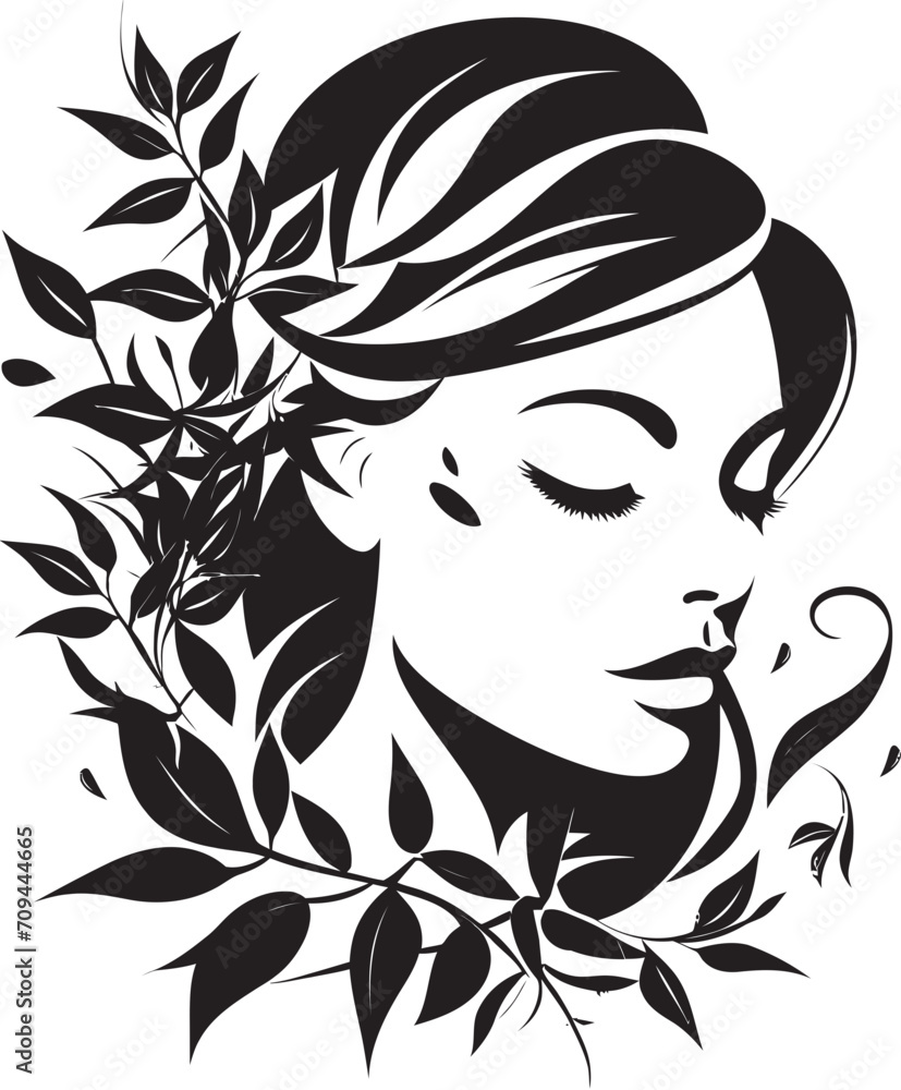 Graceful Blooms Feminine Flair in Black Floral Woman Face Icon Botanical Charm Vector Black Logo Symbolizing a Floral Woman Face Graceful Blooms Feminine Flair in Black Floral Woman Face Icon Botanical Charm Vector Black Logo Symbolizing a Floral Woman Face