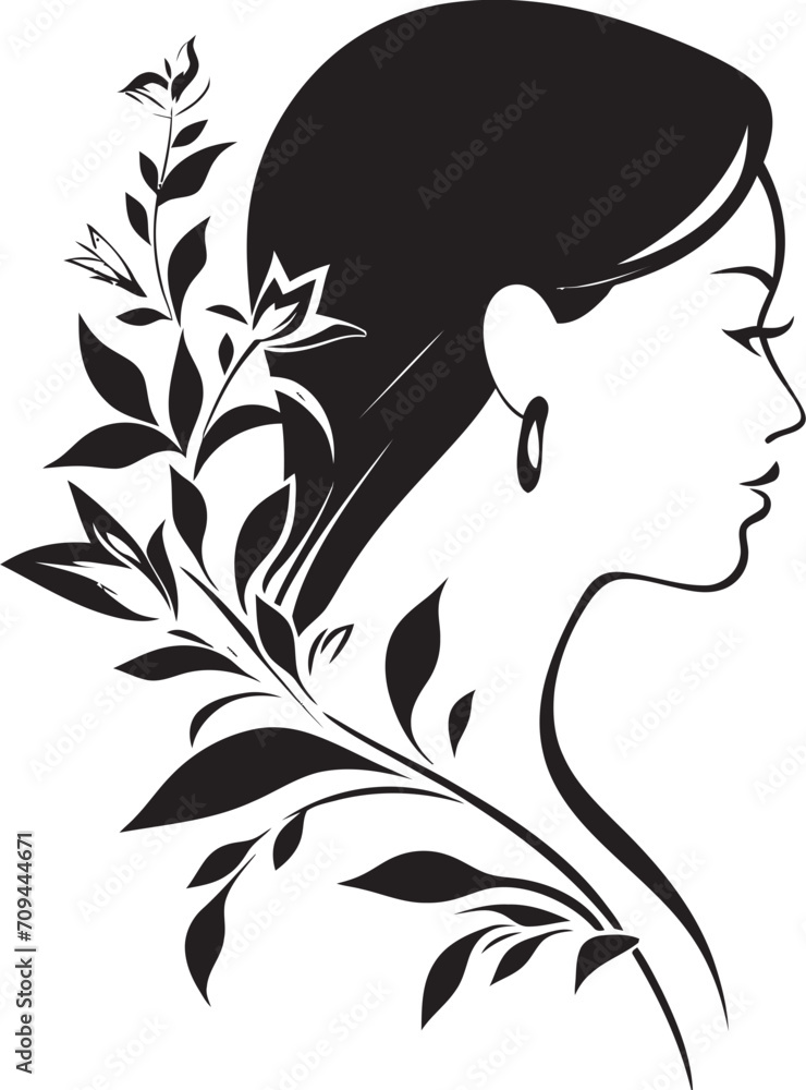 Ethereal Essence Vector Black Logo Capturing Womans Face with Florals Blossom Elegance Black Logo Design Featuring a Floral Woman Face Ethereal Essence Vector Black Logo Capturing Womans Face with Florals Blossom Elegance Black Logo Design Featuring a Floral Woman Face