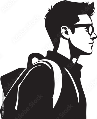 Cognitive Craft A Black Symbol of Male Student Brilliance in Logo Design Scholarly Swagger Sleek Black Icon for Accomplished Male Students