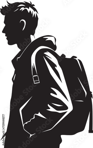 Scholarly Swagger Sleek Black Icon for Accomplished Male Students Intellectual Impression Black Logo Design Reflecting Male Student Excellence