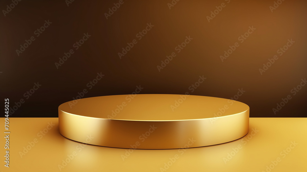 Sleek golden podium for elegant product displays, ideal for presentations and exhibitions against a brown backdrop. AI Generative Sleek golden podium for elegant product displays, ideal for presentations and exhibitions against a brown backdrop. AI Generative