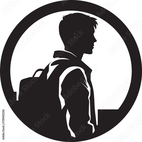 Scholarly Swagger Dynamic Vector Black Symbol for Accomplished Male Students Masterful Minds Black Logo Design Signifying Male Student Excellence