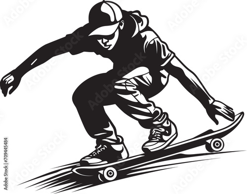 Skateboard Sonata Black Logo Design Capturing the Harmony of Riding Velocity Vanguard Iconic Vector of a Man on a Skateboard in Black