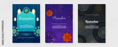 Colorful colourful vector islamic ramadan kareem celebration greeting cards. Ramadan background for banner, greeting card, poster, social media, flyer, card, cover, or brochure