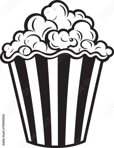 Popcorn Panache Sleek Vector Symbolizing Gourmet Popcorn in Black Snacktime Chic Black Logo Design with an Iconic Popcorn Symbol