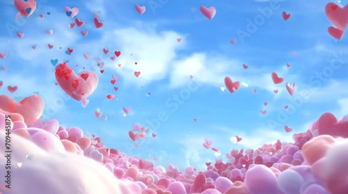 Happy Valentine's Day background with lovely heart-shaped pink undertones that may be used anywhere on Valentine's Day throughout the world photo