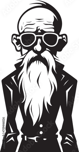 Elderly Eeriness Sleek Vector Icon Signifying the Horror of an Old Zombie in Black Grim Ghoul Black Logo Design with a Frightening Zombie Man Icon