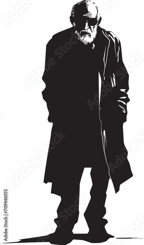 Elderly Eeriness Black Logo Design with a Terrifying Old Zombie Icon Grim Ghoul Iconic Vector Symbol Capturing the Frightening Presence of an Elderly Zombie in Black