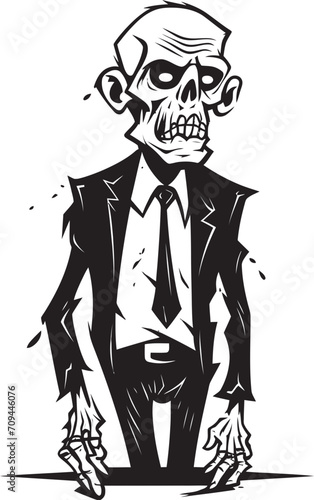 Elderly Eeriness Sleek Vector Icon Signifying the Horror of an Old Zombie in Black Grim Ghoul Black Logo Design with a Frightening Zombie Man Icon