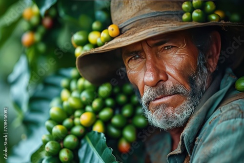 farmer on arabica coffee plantation