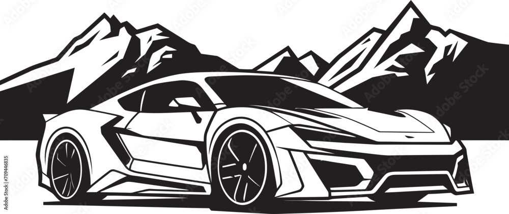 Alpine Adrenaline Vector Icon of a Sports Car Racing on Black Logo ...
