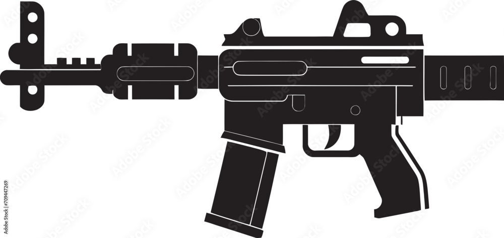 Make Believe Marshal Iconic Black Logo Design with Toy Gun Weapon 