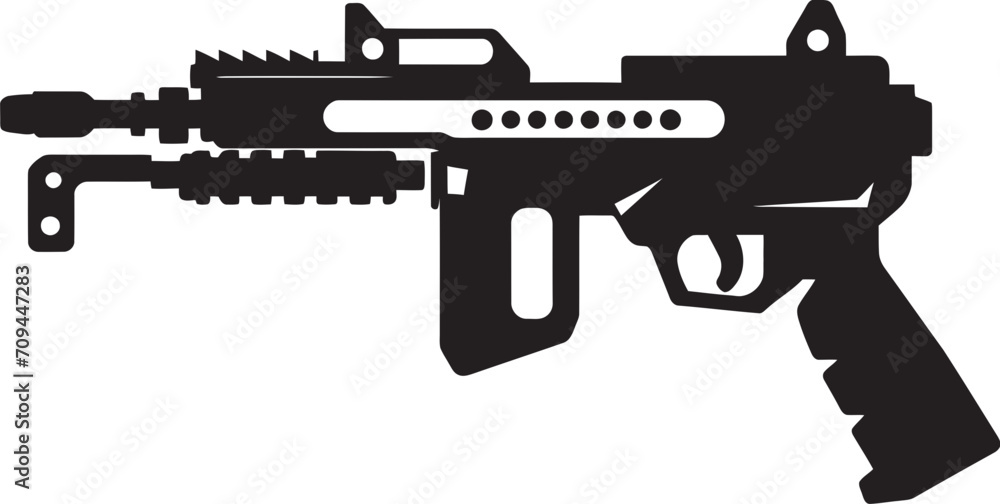 Playtime Paragon Dynamic Black Icon with Toy Gun Logo Design 