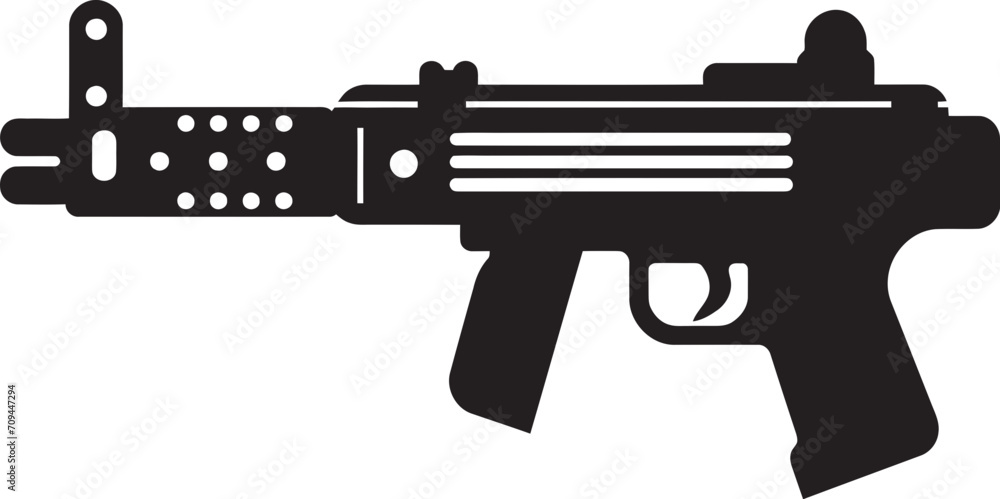 Lilliputian Law Enforcer Iconic Black Logo Design with Toy Gun Weapon 