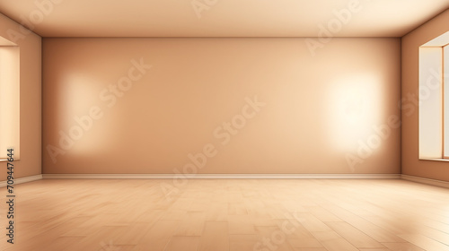 room space background front view of empty room with light brown color